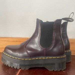 Dr Martens 2976 Burgundy Leather Quad Platform Chelsea Boots